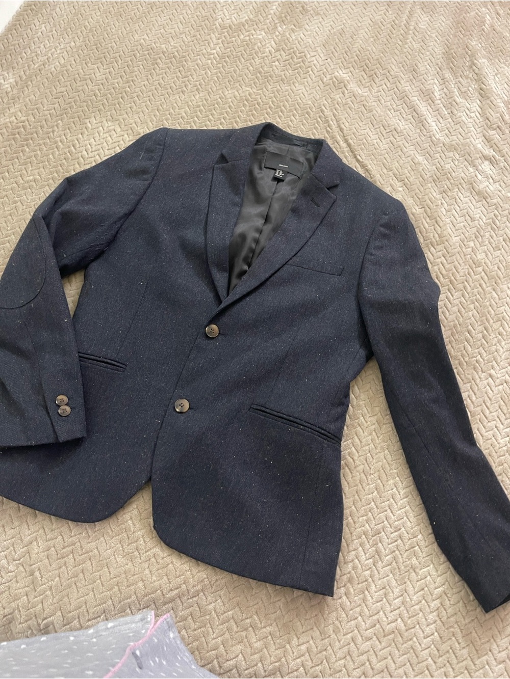H&M Navy Men's Blazer with Subtle Fleck